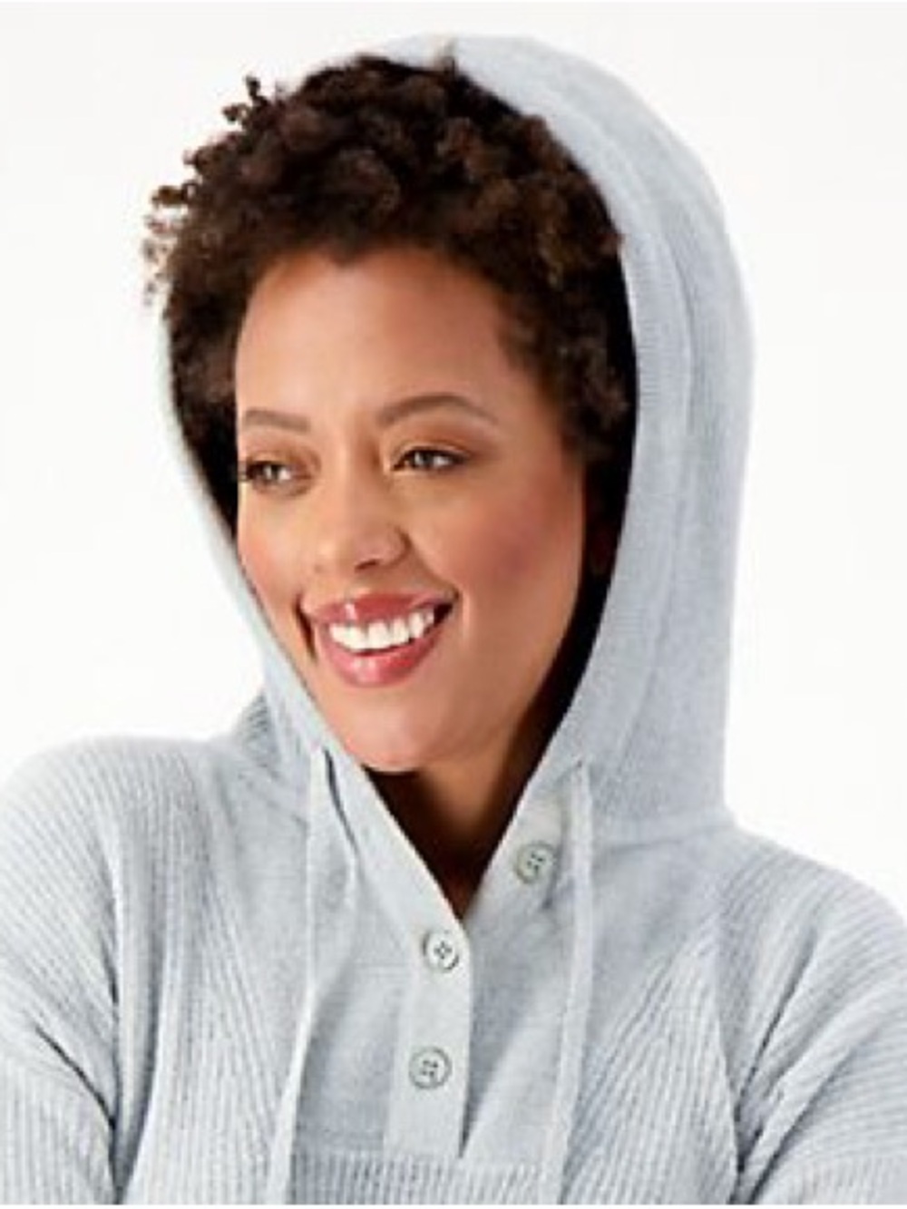 Barefoot Dreams CozyChic Ultra Lite Women's Solid Gray Henley Button Hoodie XL
